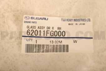 62011FG000 Subaru GLASS ASSY DR R  RH