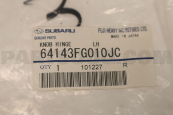 64143FG010JC Subaru KNOB HINGE       LH