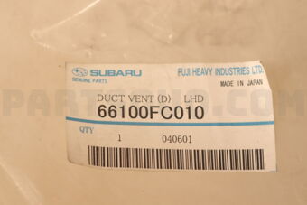 66100FC010 Subaru DUCT VENT (D)    LHD