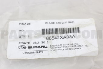 86542XA03A BLADE 650 W/F    RHD