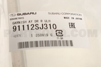 91112SJ310 Subaru GARNISH AY DR R ULH