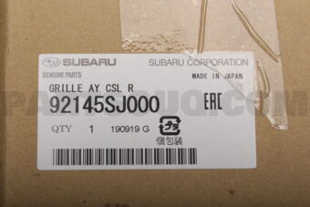 92145SJ000 Subaru GRILLE AY CSL R
