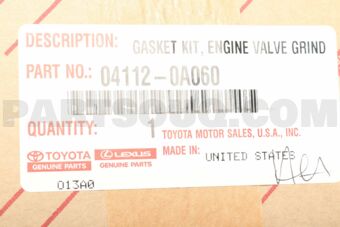 041120A060 Toyota GASKET KIT, ENGINE VALVE GRIND