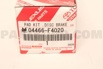 04466F4020 Toyota PAD KIT, DISC BRAKE