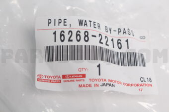 1626822161 Toyota PIPE, WATER BY-PASS, NO.1