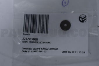 2217917028 Toyota SHIM, PLUNGER ADJUSTING