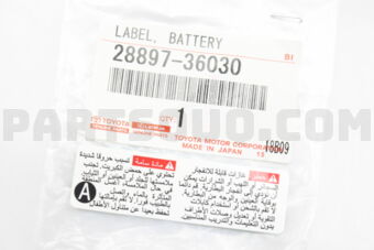 2889736030 LABEL  BATTERY