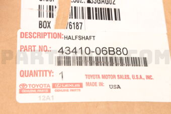 4341006B80 Toyota SHAFT ASSY, FR