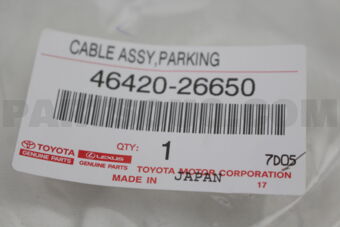 4642026650 Toyota CABLE ASSY, PARKING BRAKE, NO.2