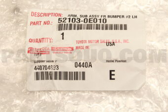 521030E010 Toyota EXTENSION SUB-ASSY