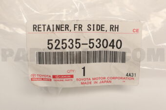 5253553040 Toyota RETAINER, FR BUMPER