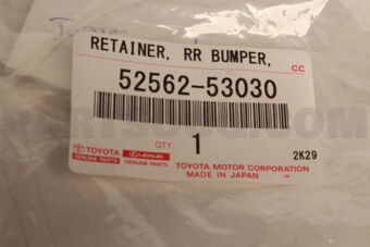 5256253030 Toyota RETAINER, REAR BUMPER, UPPER RH