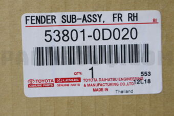538010D020 FENDER SUB-ASSY, FRONT RH