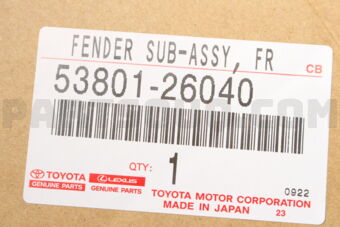 5380126040 FENDER SUB-ASSY  FR