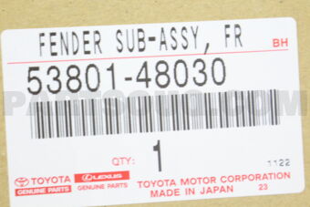 5380148030 FENDER SUB-ASSY, FRONT RH
