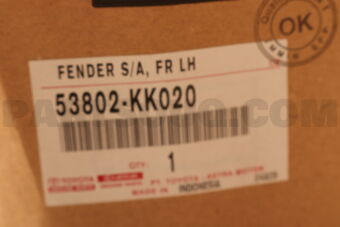 53802KK020 Toyota FENDER SUB-ASSY, FR