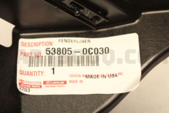 538050C030 Toyota SHIELD SUB-ASSY, FRONT FENDER SPLASH, RH