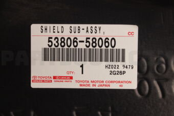 5380658060 Toyota SHIELD SUB-ASSY, FRONT FENDER SPLASH, LH