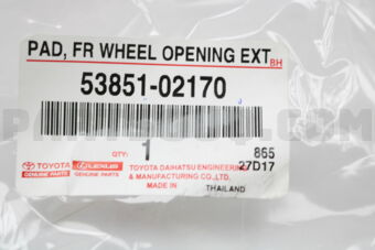 5385102170 PAD, FRONT WHEEL OPENING EXTENSION