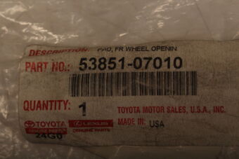 5385107010 PAD, FRONT WHEEL OPENING EXTENSION, RH