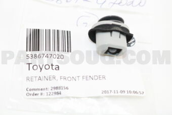 5386747020 RETAINER, FRONT FENDER