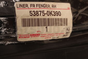 538750K390 Toyota LINER  FR FENDER  RH