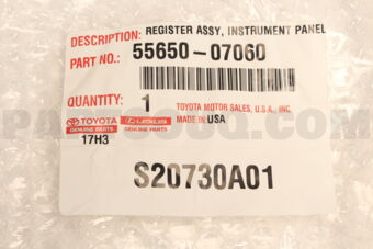 5565007060 Toyota REGISTER ASSY