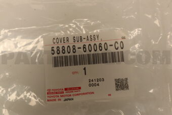 5880860060C0 Toyota COVER SUB-ASSY, SHIFTING HOLE