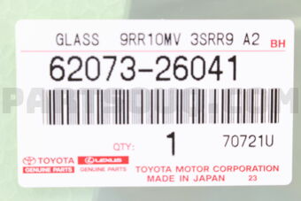 6207326041 WINDOW ASSY, SIDE, REAR RH