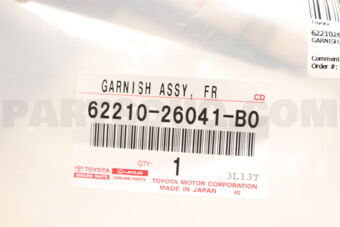 6221026041B0 Toyota GARNISH, FRONT PILLAR, RH