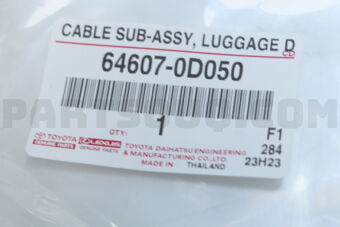 646070D050 Toyota CABLE SUB-ASSY, LUGGAGE DOOR LOCK CONTROL