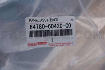 6478060420C0 Toyota PANEL ASSY, BACK