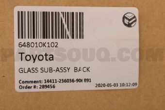 648010K102 GLASS SUB-ASSY  BACK