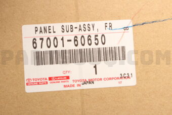 6700160650 PANEL SUB-ASSY, FRONT DOOR, RH