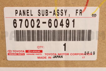 6700260491 Toyota PANEL SUB-ASSY, FRONT DOOR, LH