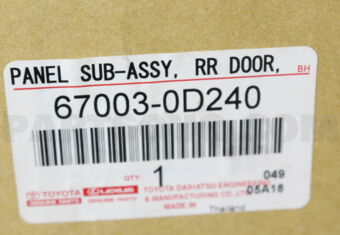 670030D240 PANEL SUB-ASSY, REAR DOOR, RH