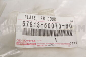 6791360070B0 Toyota PLATE, FRONT DOOR SCUFF, RH
