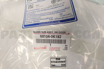 681040K182 GLASS SUB-ASSY  RR D