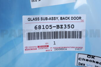 68105BZ350 GLASS SUB-ASSY, BACK