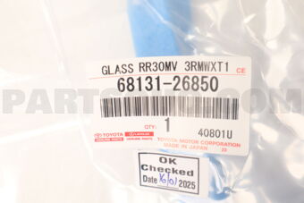 6813126850 GLASS, BACK DOOR