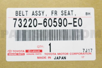 7322060590E0 BELT ASSY, FRONT SEAT OUTER, LH