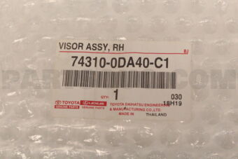 743100DA40C1 Toyota VISOR ASSY, RH