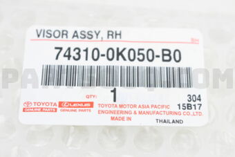 743100K050B0 VISOR ASSY, RH