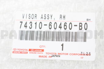 7431060460B0 VISOR ASSY, RH