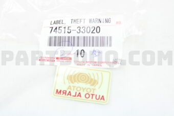7451533020 LABEL, THEFT WARNING INFORMATION