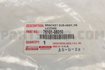 7510108010 Toyota BRACKET SUB-ASSY, FR  **VIN**