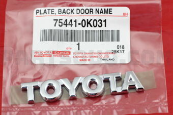 754410K031 PLATE, BACK DOOR NAME
