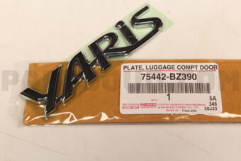 75442BZ390 Toyota PLATE, LUGGAGE COMPT