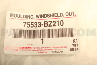 75533BZ210 Toyota MOULDING  WINDSHIELD