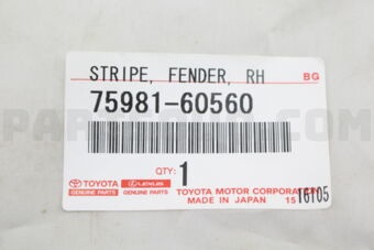 7598160560 STRIPE, FENDER, RH